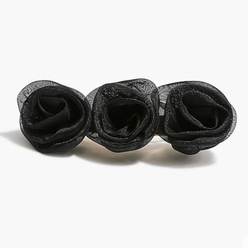 NWT J. Crew Factory Organza Rosette Barrette Hair Clip Floral Rose Dark Romantic
